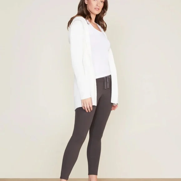 Barefoot Dreams CozyChic Lite Ribbed Hooded Cardigan Duster Sweater - Picture 1 of 8